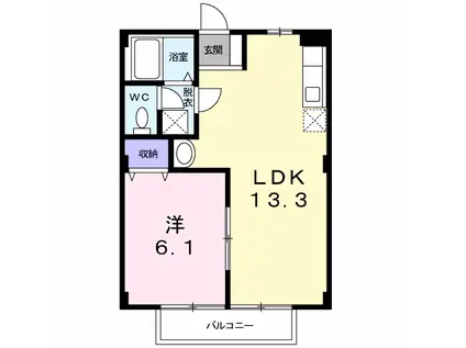 松岡ハイツA(1LDK/2階)の間取り写真