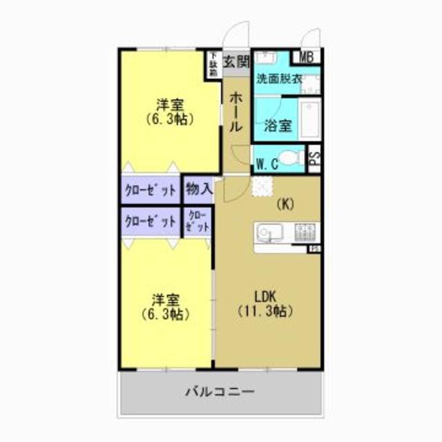 グランメゾン小山(2LDK/2階)の間取り写真
