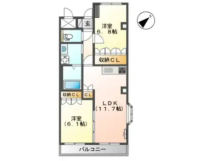 LEX-K8(2LDK/3階)の間取り写真