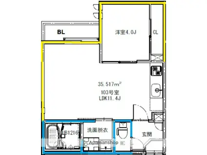 GRANDTIC 輝(1LDK/1階)の間取り写真