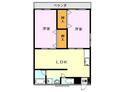 プレアール京町(2LDK/3階)の間取り写真