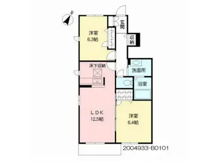 シャーメゾン須屋ⅡB(2LDK/1階)の間取り写真