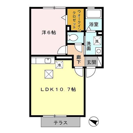 ボンヌ・シャンス(1LDK/1階)の間取り写真