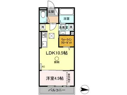 マーレ京町(1LDK/1階)の間取り写真