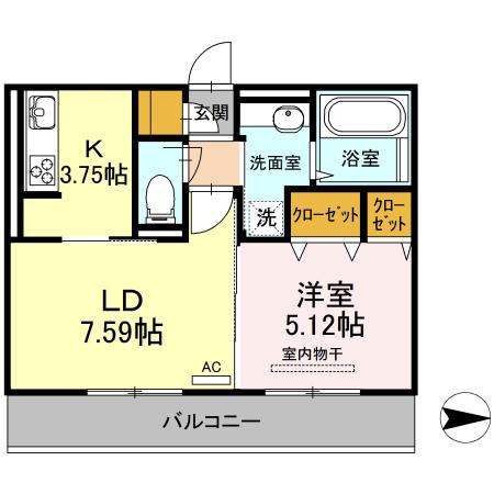 パティオ大津Ⅱ(1LDK/2階)の間取り写真