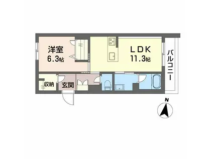 シャーメゾン壺川(1LDK/2階)の間取り写真