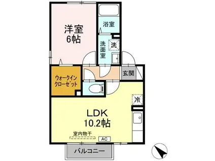 レジデンス95E棟(1LDK/2階)の間取り写真