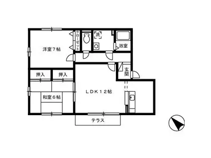 RグレイII(2LDK/1階)の間取り写真