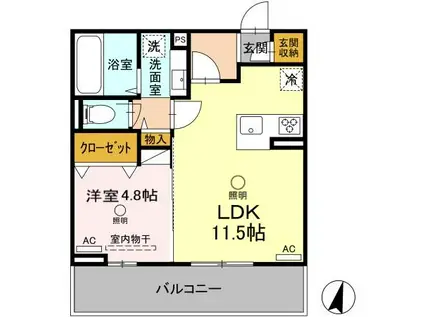 ボナール武蔵ヶ丘(1LDK/2階)の間取り写真