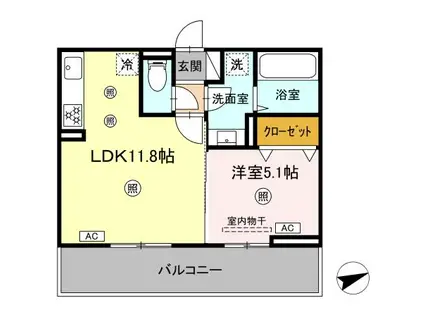 リバーサイド竜田口駅前(1LDK/3階)の間取り写真
