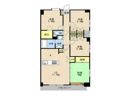 アーバンパレス水前寺駅前(4LDK/13階)の間取り写真