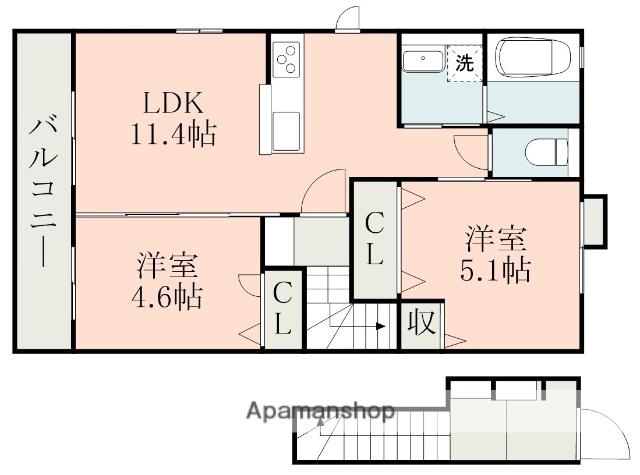 ハイムレトア(2LDK/2階)の間取り写真