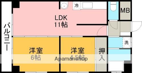 ラピス龍田(2LDK/1階)の間取り写真