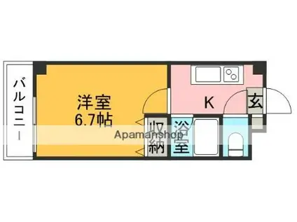 ロフティ大江(1K/4階)の間取り写真