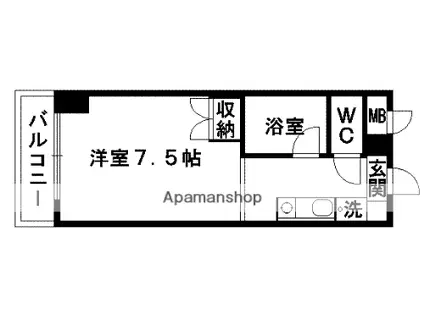 リベルテ水前寺北(ワンルーム/7階)の間取り写真