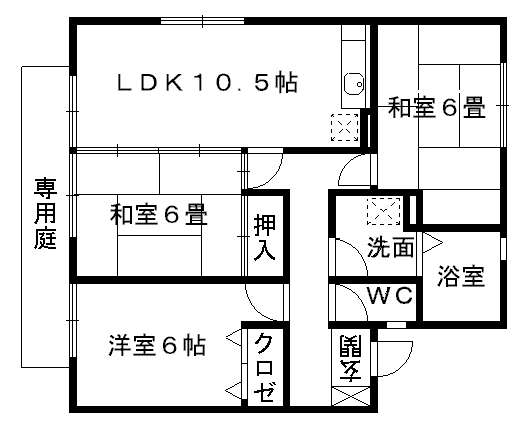 プレミールD棟(3LDK/1階)の間取り写真