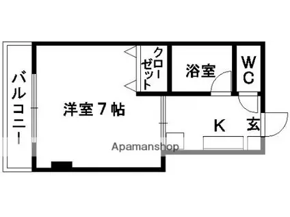 シャポー渡鹿(1K/3階)の間取り写真