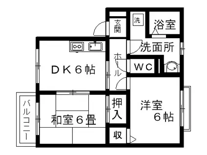 グリーンヒル参番館(2DK/2階)の間取り写真