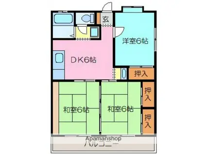 メゾンつづき(3DK/2階)の間取り写真
