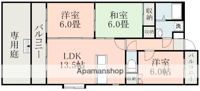 フィオーレ託麻(3LDK/1階)の間取り写真