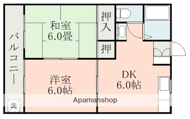 ルミエール一吉Ⅱ(2DK/2階)の間取り写真