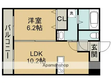 ボンヌール健軍(1LDK/2階)の間取り写真