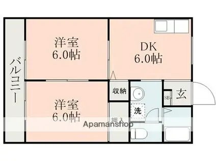 ぎんながハイツ(2DK/2階)の間取り写真