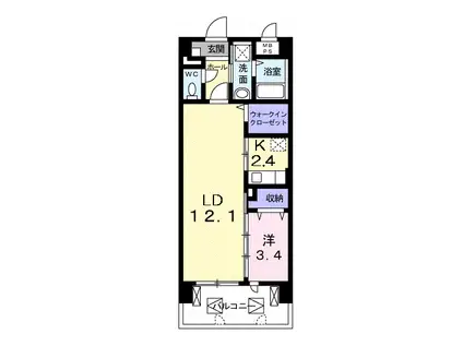 SOLLEVANTE国府(1LDK/4階)の間取り写真