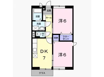 ルミエール坂本Ⅱ(2DK/1階)の間取り写真