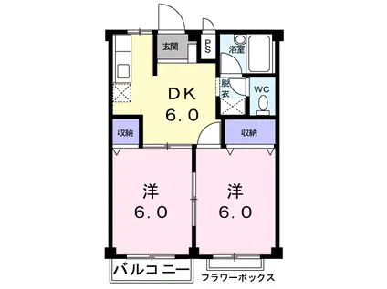 メゾン・ド・セシボン(2DK/2階)の間取り写真