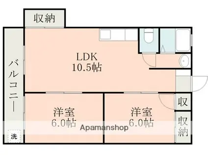 レジデンス井島(2LDK/3階)の間取り写真