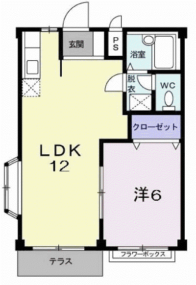 O.KハイツⅡ(1LDK/1階)の間取り写真