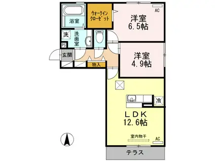 シャルルマーニュ(2LDK/3階)の間取り写真