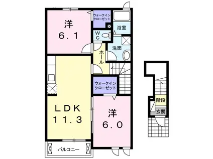 ルナ フィオーレ(2LDK/2階)の間取り写真