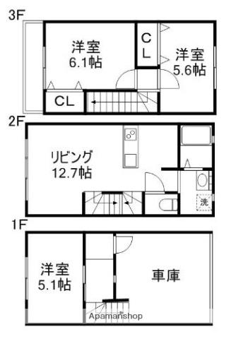 フルラージュ新水前寺(3LDK/1階)の間取り写真