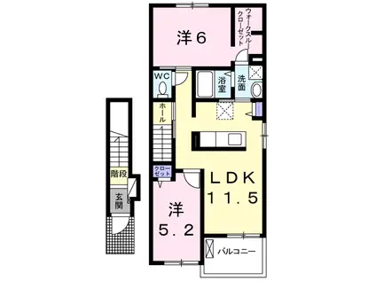 アステルコート(2LDK/2階)の間取り写真
