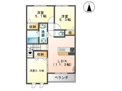 カーラシエスト(3LDK/2階)の間取り写真