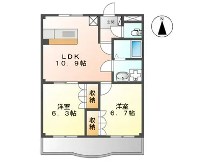 DEAR COAT AMOUR 2(2LDK/2階)の間取り写真