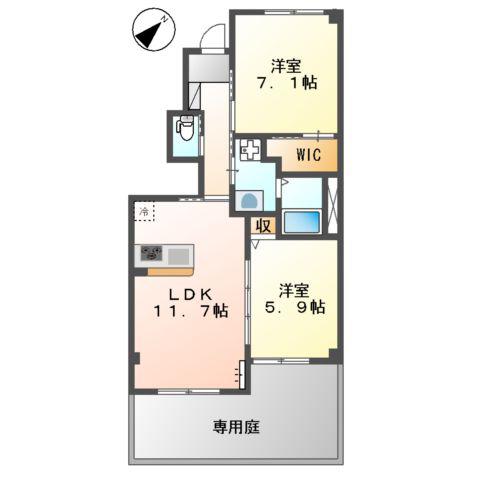 シュプロスⅡ(2LDK/1階)の間取り写真