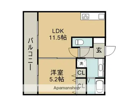 JK新外(1LDK/2階)の間取り写真