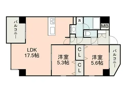 ロイヤルコンフォート龍田(2LDK/11階)の間取り写真