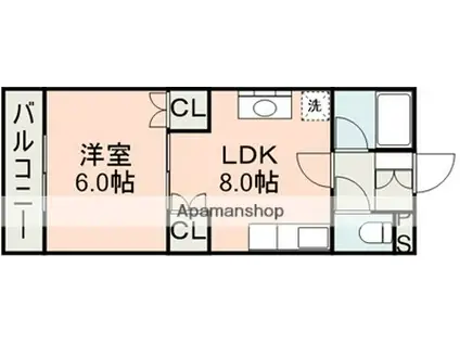 セジュール下南部(1LDK/2階)の間取り写真