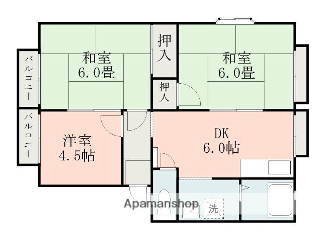 サンシティYAMAGUTI(3DK/2階)の間取り写真