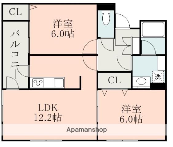 TANDRESS西熊本A(2LDK/1階)の間取り写真