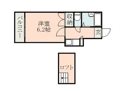NICE帯山B(1K/2階)の間取り写真