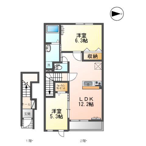 エターナル(2LDK/2階)の間取り写真