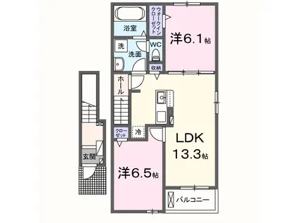 クレメント コート(2LDK/2階)の間取り写真