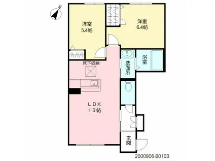 ガーデンズフォレナ B棟(2LDK/1階)の間取り写真