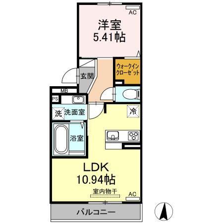 アンファン ウルー(1LDK/3階)の間取り写真