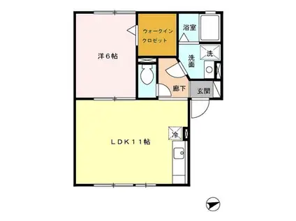 ロイヤルコーポ弓削(1LDK/1階)の間取り写真